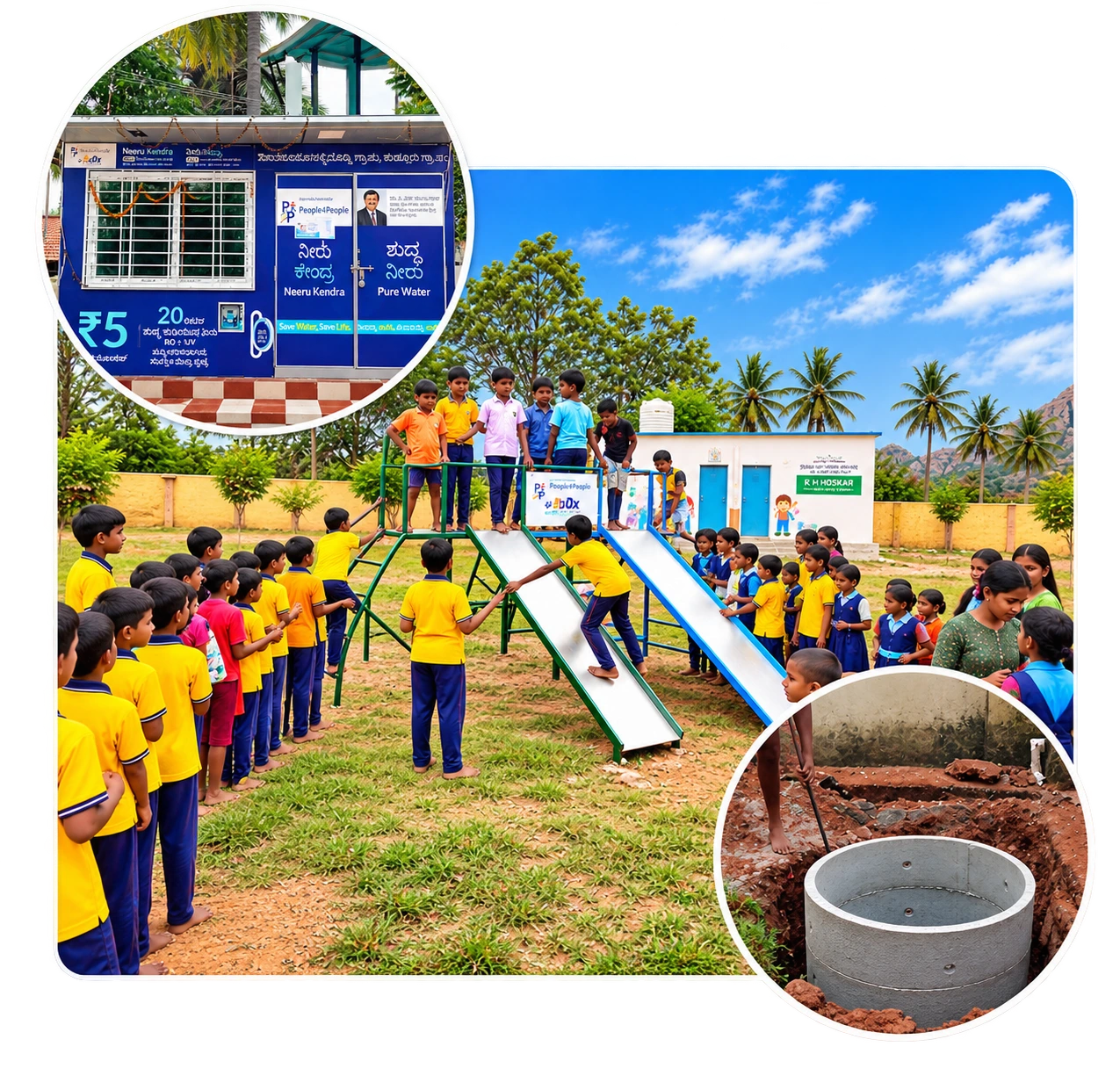 rainwater harvesting, sewage treatment, and urban afforestation